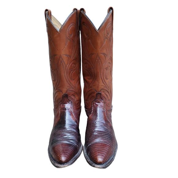 Dan Post Brown Leather Cowboy Boots Lizard Exotic 451 J 8.5M 051016 Size 8.5 M - Picture 7 of 16